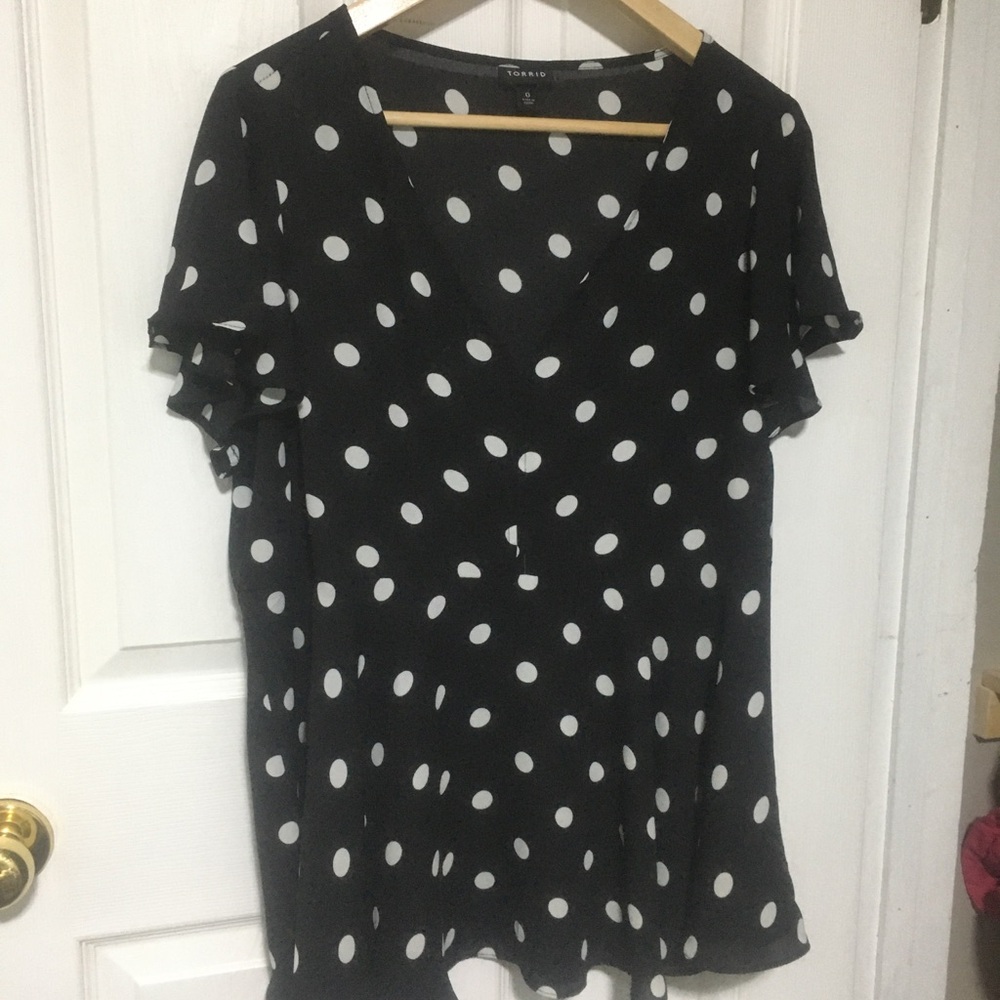 Black Polka Dot Women's Top